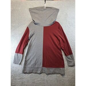 Youtalia Tunic Sweater Women XL Red Gray Colorblock Long Sleeve Cotton Cowl Neck